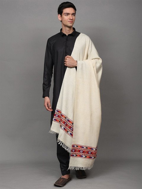 Exotic India Unisex Ethnic Motifs Woven Design Shawl