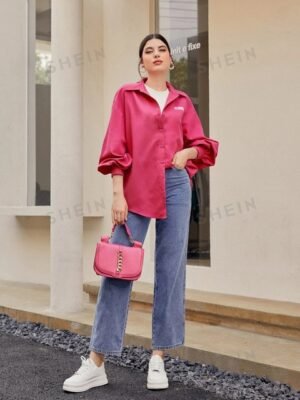 Fab Star Women Oversized Solid Casual Shirt