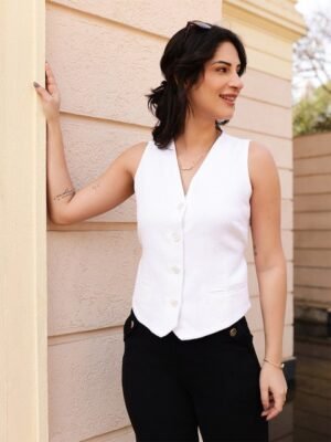 FableStreet V-Neck Linen Waistcoat