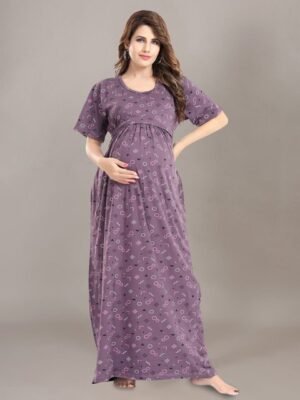 Fabme Women Printed Maxi Pure Cotton Nightdress