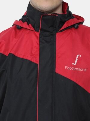 FabSeasons Unisex Black & Red Colorblocked Waterproof Rain Suit