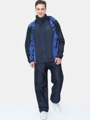 FabSeasons Unisex Navy Blue Colourblocked Waterproof Rain Suit