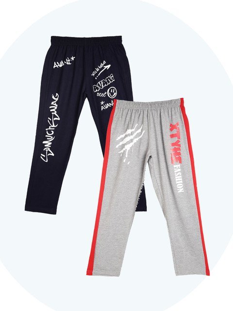Fashionable Pack Of 2 Cotton Mid-Rise Lounge Pants