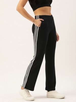FEMEA Women Slim Fit Flared Track Pants With Side Taping Detail