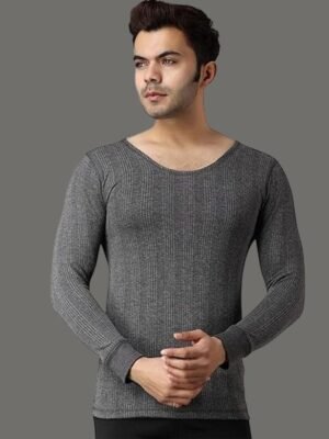 FF Men Ribbed Round Neck Long Sleeves Thermal Tops