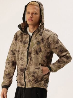 FIFTY TWO Abstract Printed Hooded Rain Jacket