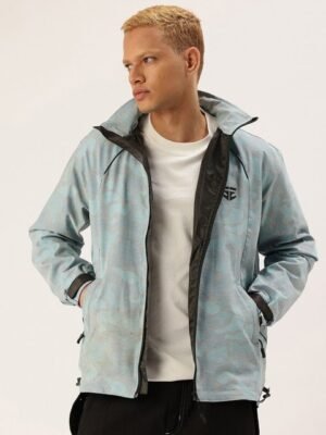 FIFTY TWO Abstract Printed Hooded Rain Jacket