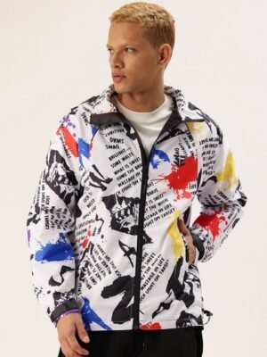 FIFTY TWO Typography Printed Hooded Rain Jacket