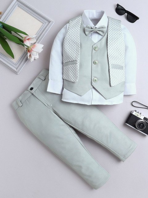FOURFOLDS Boys Self Design 3-Piece Party Suits