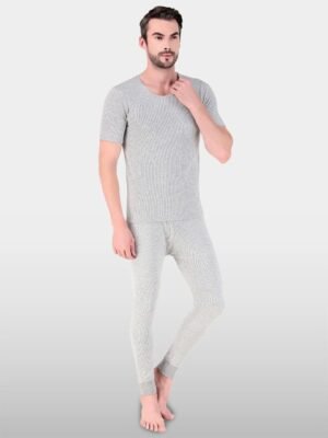 FREECULTR Striped Cotton Round Neck Skinny Fit Thermal Set