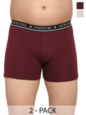 FRENCHIE Boys Pack Of 2 Breathability Cotton Trunks FR-BI-TR-U1908-1X5-Wine-LGray-XS