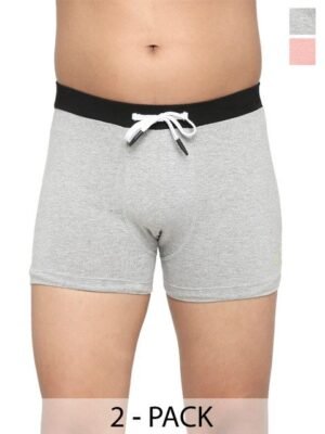 FRENCHIE Boys Pack Of 2 Cotton Trunks FR-BI-TR-U1914-1X5-LGray-Pink-XS