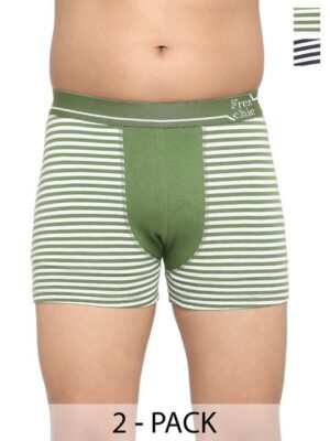 FRENCHIE Boys Pack Of 2 Striped Cotton Trunk FR-BI-TR-U1911-1X5-Navy-Green-XS