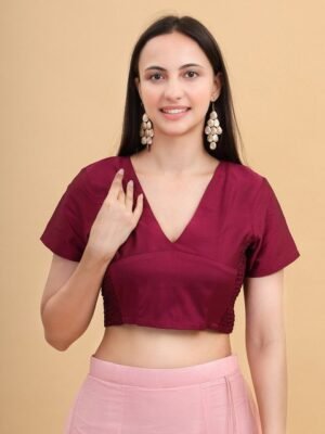 Frolic Rolic Solid Silk Smoking detail Blouse
