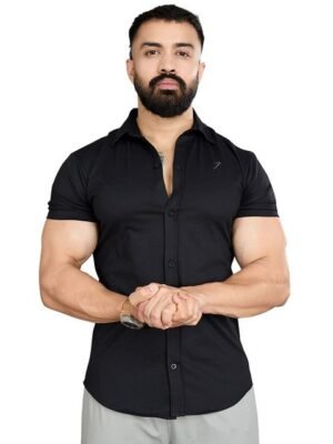 FUAARK Men Slim Fit Solid Spread Collar Casual Shirt