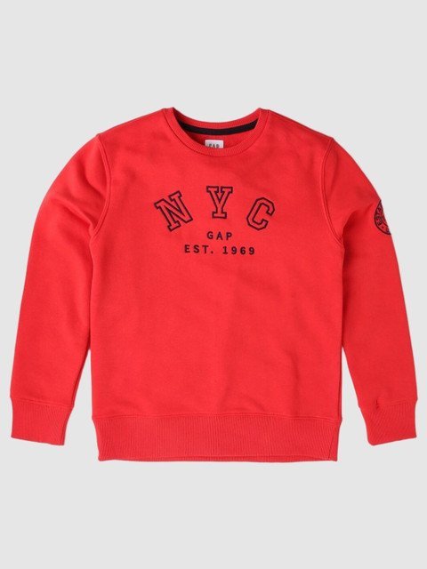 GAP Boys Logo Embroidered Round-Neck Sweatshirt