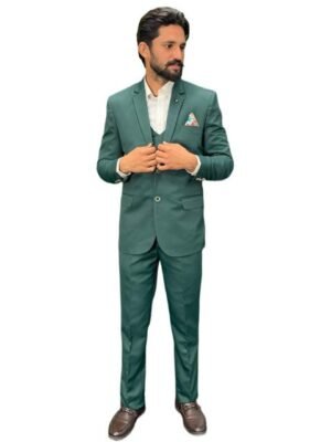 GARGIAN Master Cut Men Teal Blue Solid Single Breasted Casual Suit