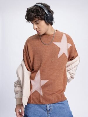 glitchez Conversational Print Self Design Pullover