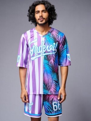 GO DEVIL Striped T-Shirt With Shorts