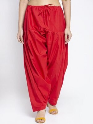 GRACIT Women Red Solid Cotton Salwar