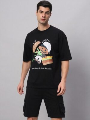 GRIFFEL Graphic Printed Pure Cotton T-Shirt With Shorts