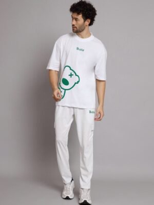 GRIFFEL Printed Pure Cotton Oversized Fit T-Shirt & Cargos