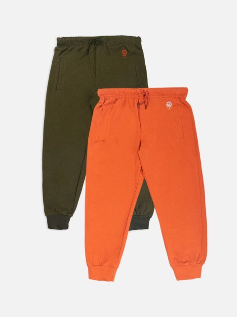 Growing Tree Kids Cotton Set Of 2 Bio-Wash Anti Microbial Joggers