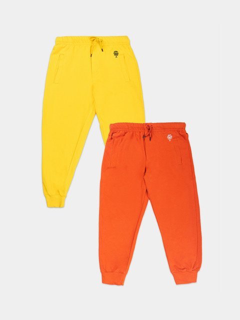 Growing Tree Unisex Kids Cotton Set Of 2 Bio Wash Anti Microbial Jogger Lounge Pants