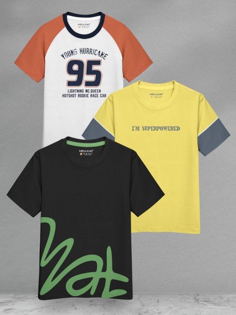 HELLCAT Boys 3 Printed Applique T-shirt