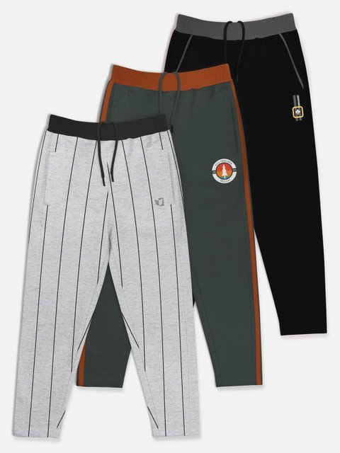 HELLCAT Boys Set Of 3 Printed Pure Cotton Track Pants