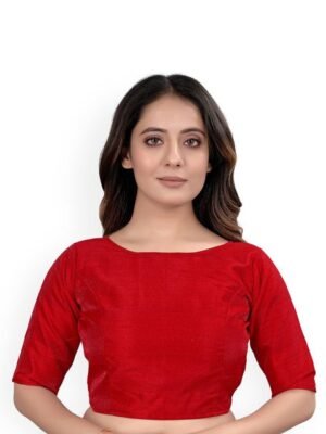 HERE&NOW Silk Boat Neck Padded Saree Blouse