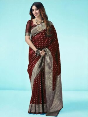 HERE&NOW Woven Design Zari Silk Blend Banarasi Saree