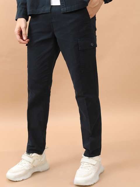 HIGHLANDER Men Tapered Fit Cotton Cargo Loose Fit Trousers