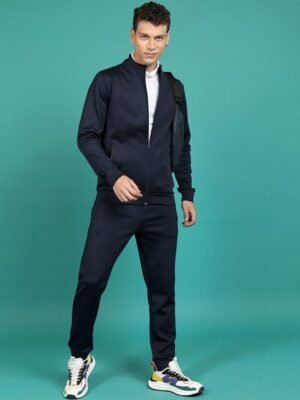 HIGHLANDER Navy Blue Mock Collar Sweatshirt With Joggers