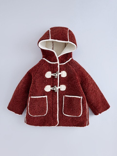 Hopscotch Unisex Kids Hooded Teddy Applique Coat
