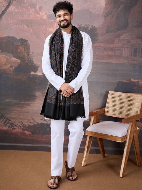 House of Pataudi Ethnic Motifs Woven Design Pashmina Shawl