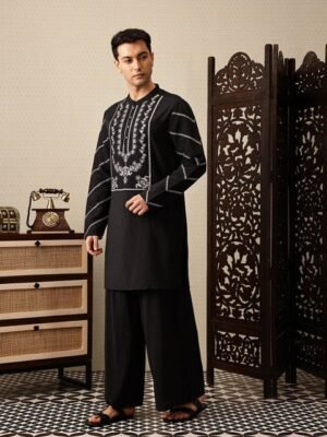 House of Pataudi Floral Embroidered Jashn Kurta with Palazzos