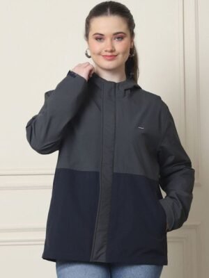 HOUSE OF VEDAS Color Blocked Waterproof Hooded Rain Jacket
