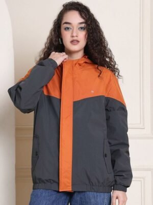 HOUSE OF VEDAS Color Blocked Waterproof Hooded Rain Jacket