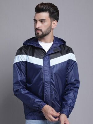 HOUSE OF VEDAS Colourblocked Hooded Waterproof Rain Jacket