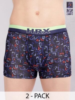 HRX by Hrithik Roshan Pack Of 2 Printed Mid Rise Antimicrobial Trunk HTO-PV-Print-106-113-