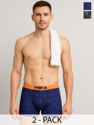 HRX by Hrithik Roshan Pack Of 2 Printed Mid-Rise Short Trunks