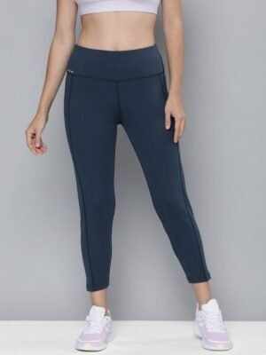 HRX by Hrithik Roshan Women Teal Blue Solid Training Tights