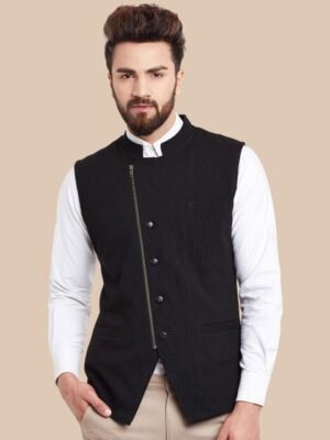 Hypernation Pure Cotton Mandarin Collar Waistcoat