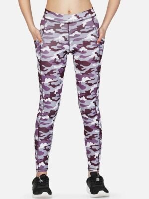 IMPERATIVE Women Burgundy & White Camouflage Printed Tights