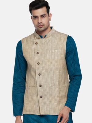 indus route by Pantaloons Men Beige Waist Coat