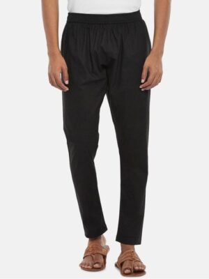 indus route by Pantaloons Men Black Solid Cotton Pyjamas