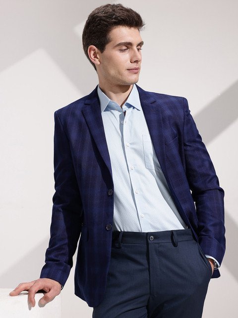 INVICTUS Checked Single-Breasted Slim Fit Single-Breasted Semiformal Blazer