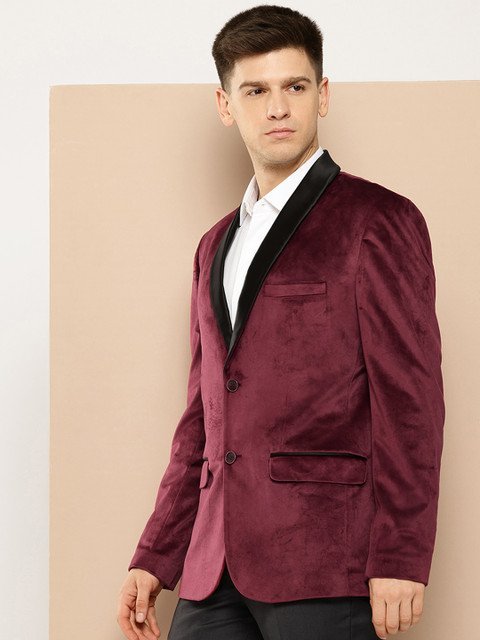 INVICTUS Velvet Finish Slim Fit Party Blazer
