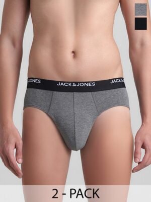 Jack & Jones Pack Of 2 Low Rise Briefs 2542259006-Dark Grey Melange